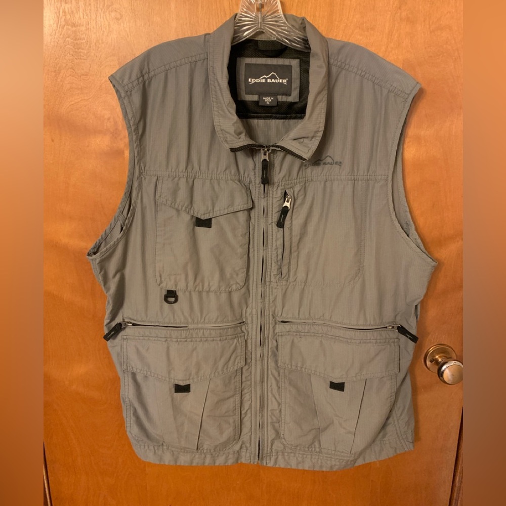 Eddie Bauer Mens Gray Utility Vest Size XL
